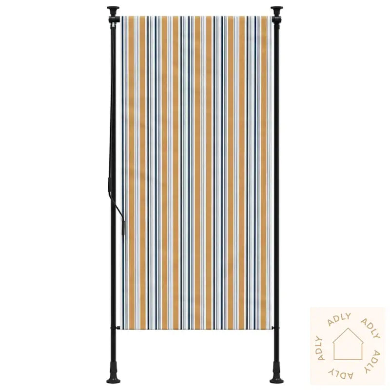 Utendørs Rullegardin Gul Og Hvit 120X270 Cm Stoff Og Stål
