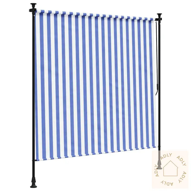 Utendørs Rullegardin Blå Og Hvit 150X270 Cm Stoff Og Stål