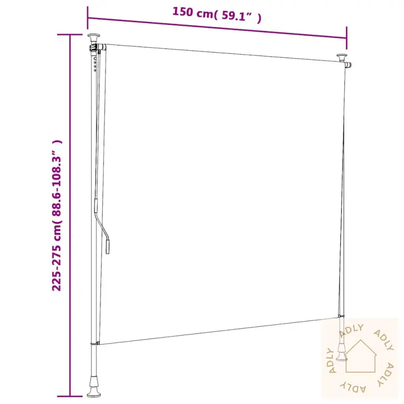 Utendørs Rullegardin Blå Og Hvit 150X270 Cm Stoff Og Stål