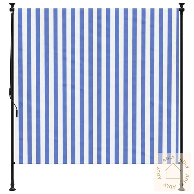 Utendørs Rullegardin Blå Og Hvit 150X270 Cm Stoff Og Stål