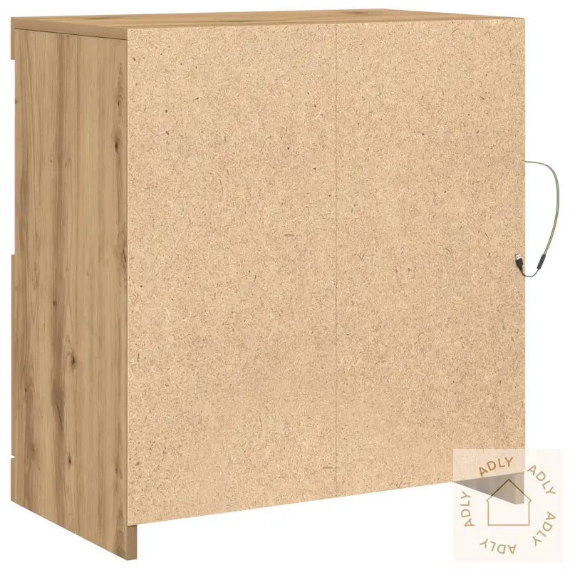 Sideboard Med Led-Lys I Design Av Eik 60,5X37X67 Cm