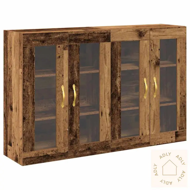 Vegghengte Skap 2 Stk I Gammelt Treverk, Størrelse 69,5 X 34 X 90 Cm, Laget Av Konstruert Tre.