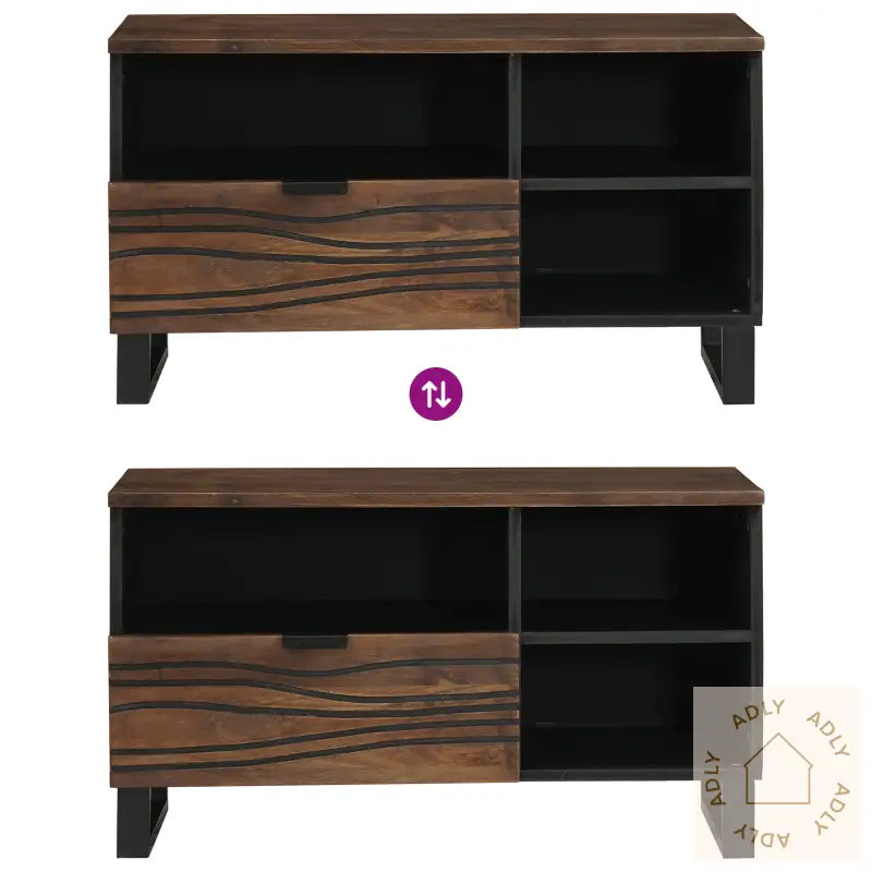 Tv Skap 80X33.5X46 Cm Massivt Tre Mango & Konstruert Tre