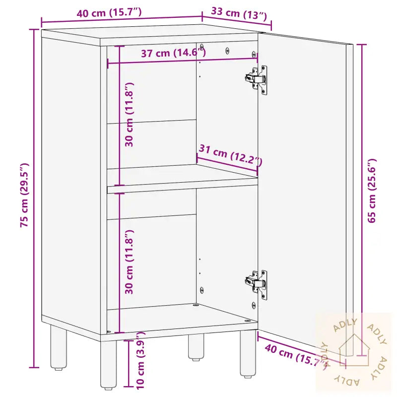 Sideboard 40X33X75 Cm Massivt Akasietre