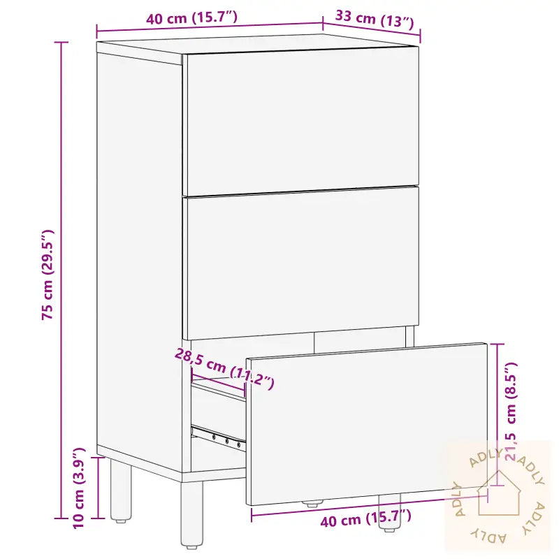 Sideboard 40X33X75 Cm Massivt Akasietre