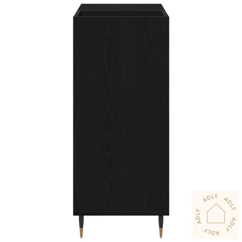 Record Cabinet Svart Eik 84,5X38X89 Cm Konstruert Tre