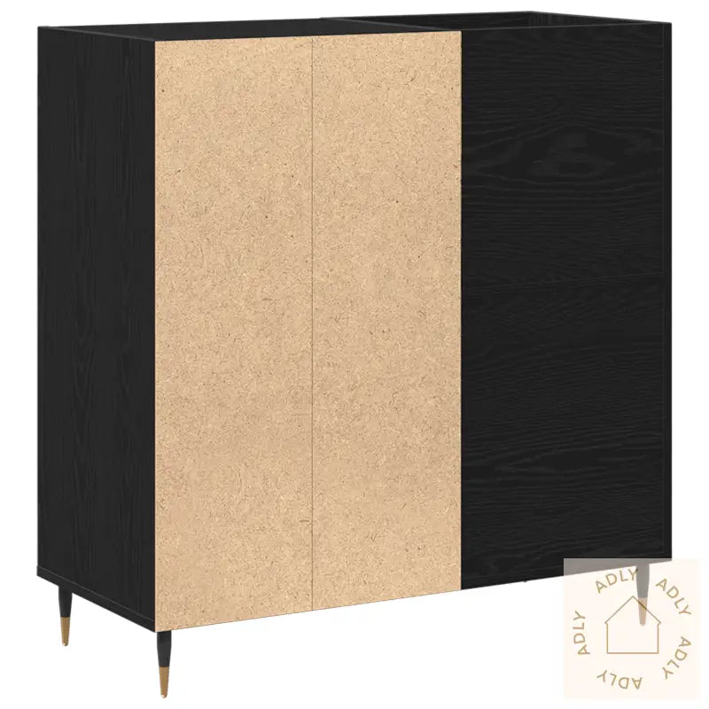 Record Cabinet Svart Eik 84,5X38X89 Cm Konstruert Tre