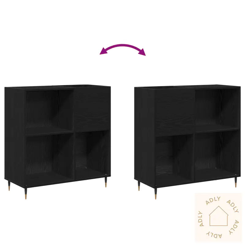 Record Cabinet Svart Eik 84,5X38X89 Cm Konstruert Tre