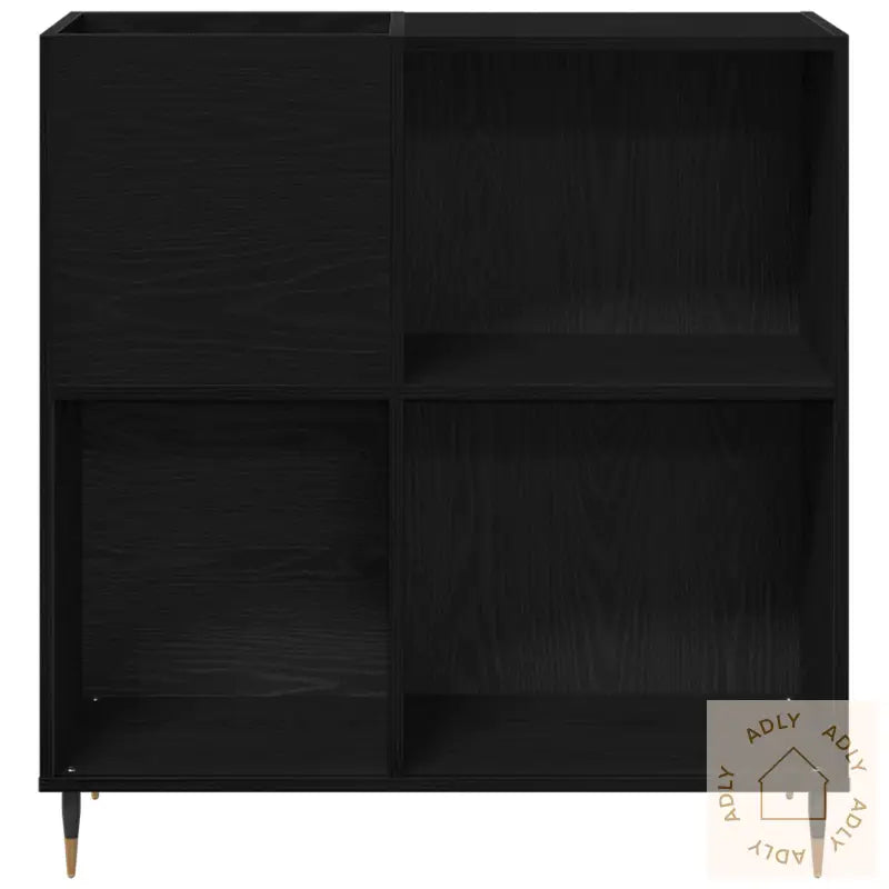 Record Cabinet Svart Eik 84,5X38X89 Cm Konstruert Tre