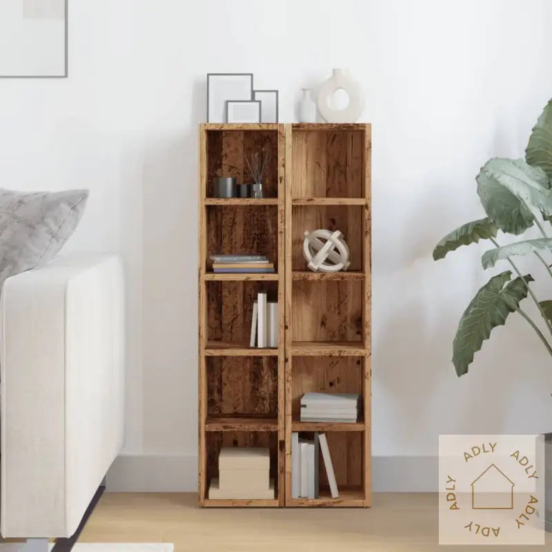 Cd-Skap 2 Stk Gammelt Tre 21X16X93,5 Cm Konstruert Tre