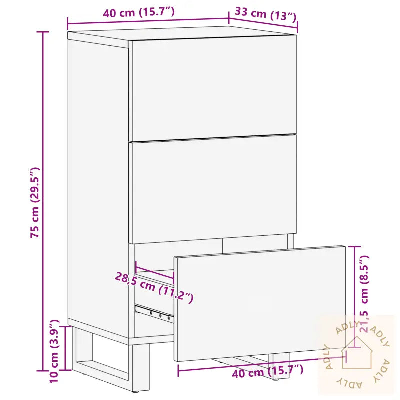 Sideboard 40X33.5X75 Cm Solid Mangotre Og Konstruert Tre