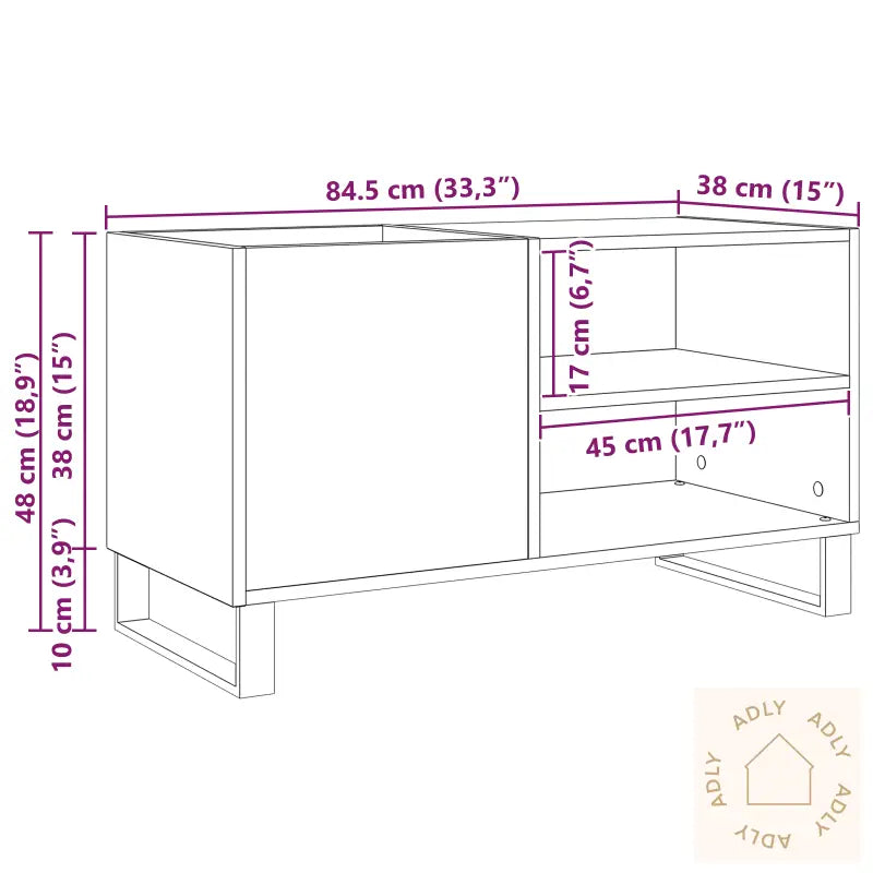 Recordskap I Svart Eik 84,5X38X48 Cm Laget Av Tre