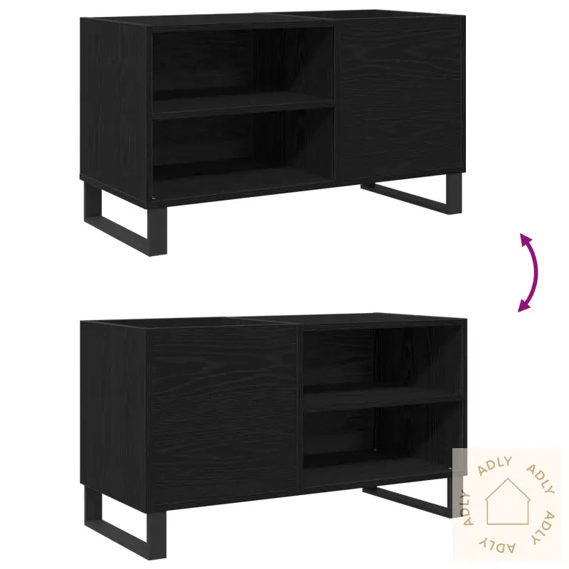 Recordskap I Svart Eik 84,5X38X48 Cm Laget Av Tre