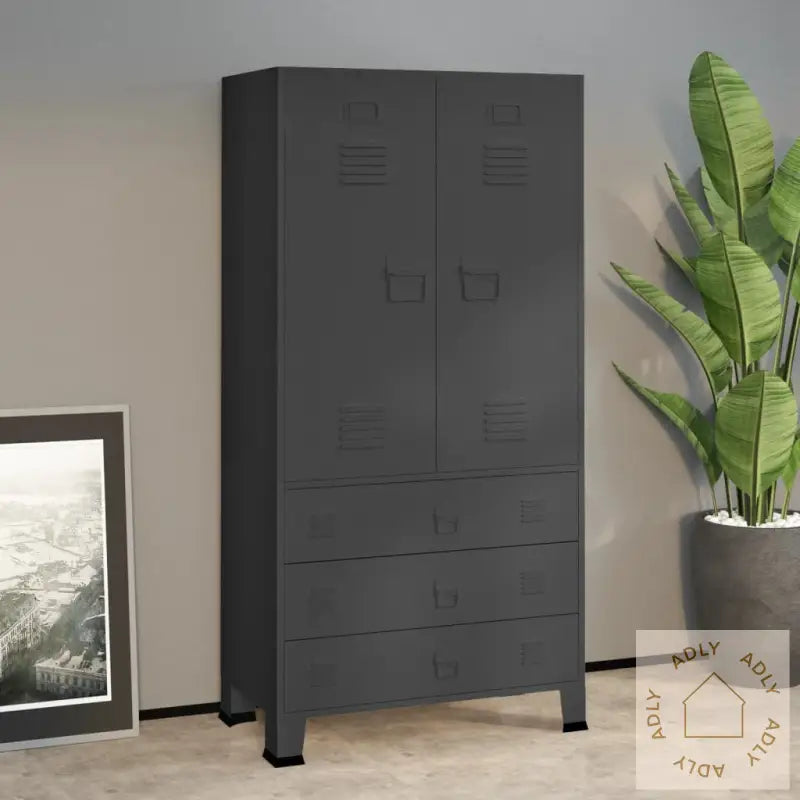 Garderobe Antrasitt 90X50X180 Cm Metall