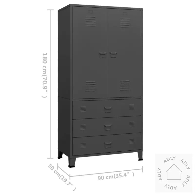 Garderobe Antrasitt 90X50X180 Cm Metall