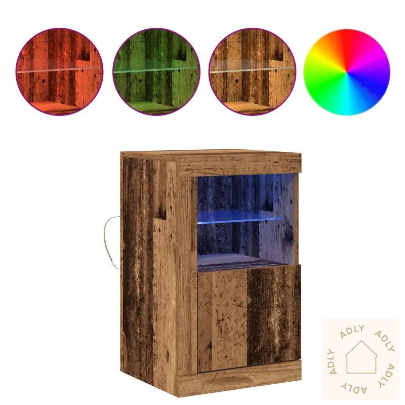Sideboard Med Led Lys Gamle Tre 41X37X67 Cm