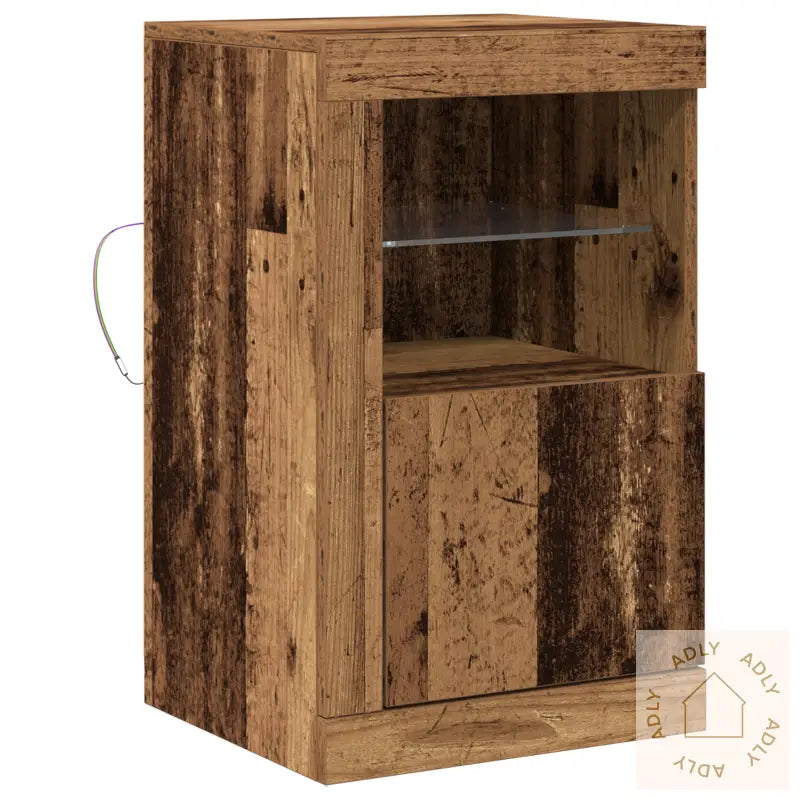 Sideboard Med Led Lys Gamle Tre 41X37X67 Cm