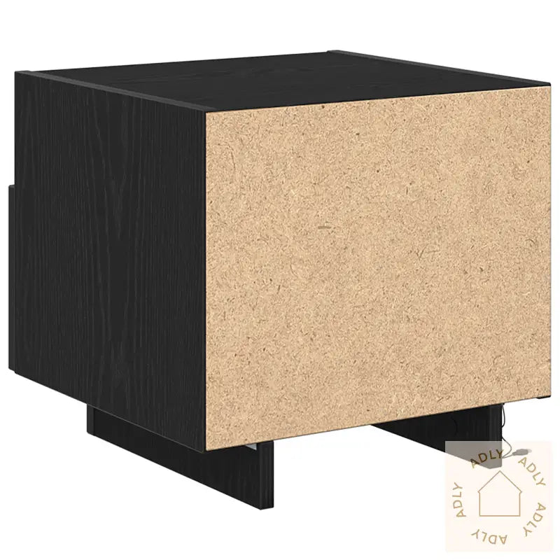 Nattbord Med Led-Lamper 2 Stk Svart Eik 40X39X37 Cm