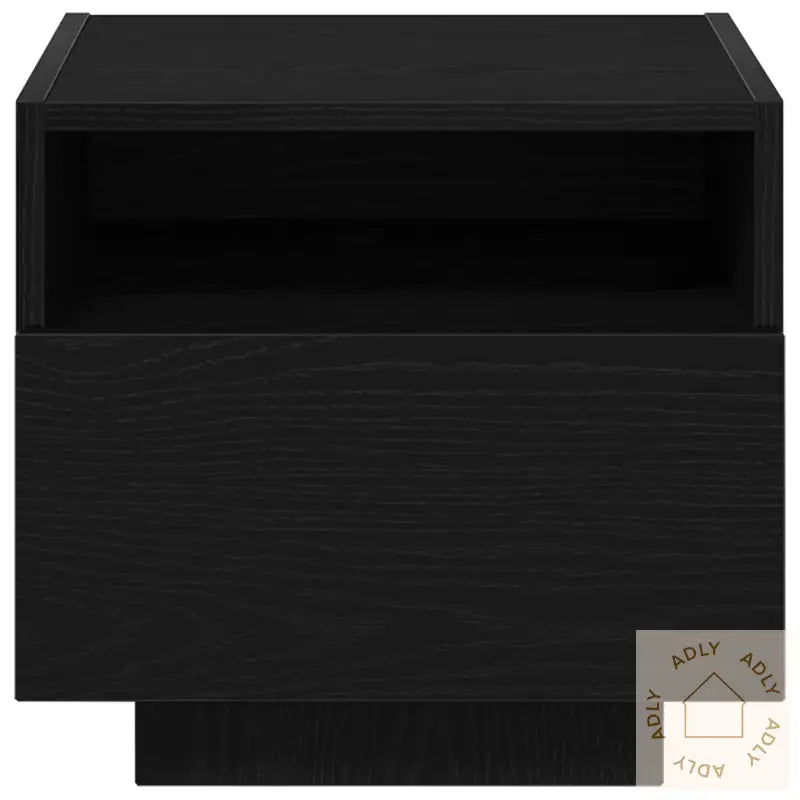 Nattbord Med Led-Lamper 2 Stk Svart Eik 40X39X37 Cm