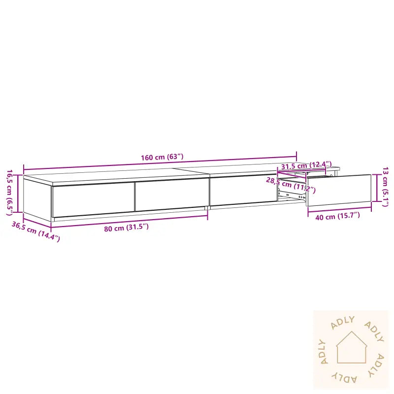 Nattbord Hvit 160X36,5X16,5 Cm Laget Av Konstruert Tre