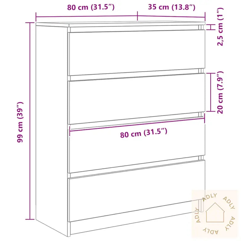 Skjenk Hvit 80X35X99 Cm Konstruert Tre