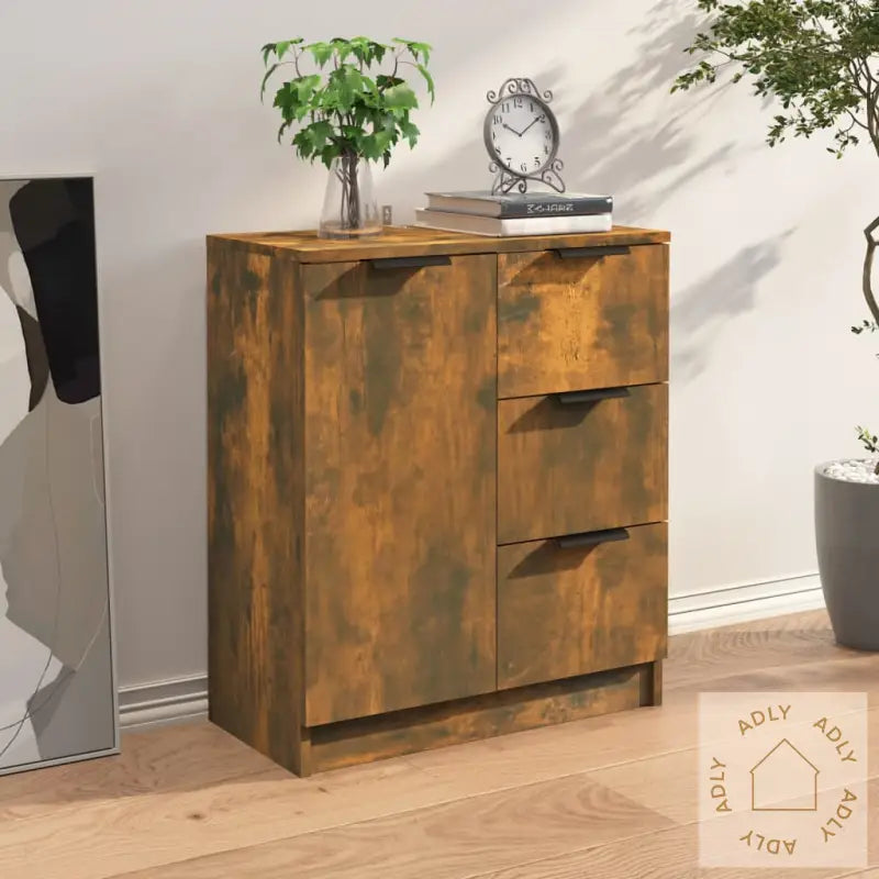 Skjenk Røkt Eik 60X30X70 Cm Konstruert Tre