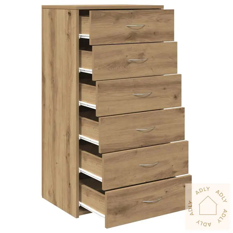 Skjenk Med 6 Skuffer Artisan Eik 50X34X96 Cm Konstruert Tre