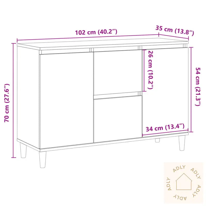 Skjenk Artisan Eik 102X35X70 Cm Konstruert Tre