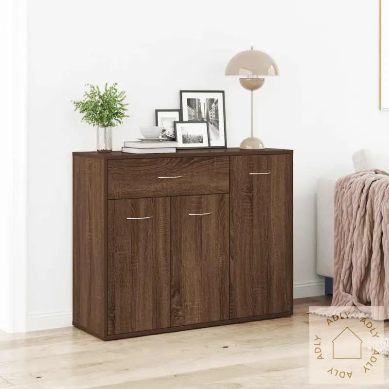 Skjenk Brun Eik 88X30X70 Cm Konstruert Tre