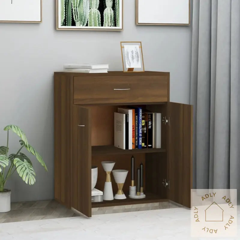 Skjenk Brun Eik 60X30X75 Cm Konstruert Tre