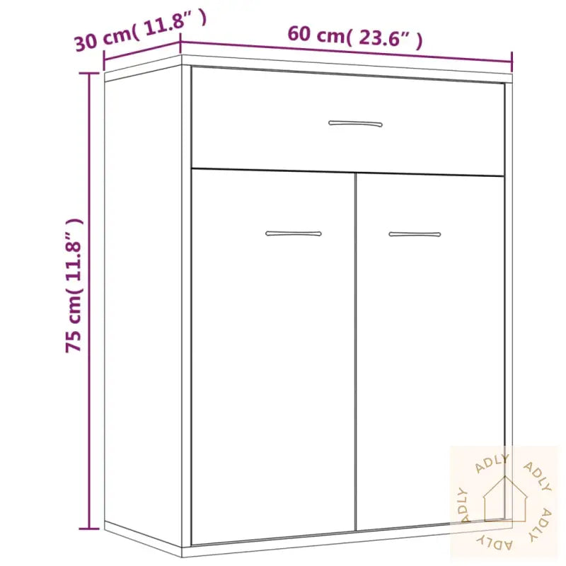 Skjenk Brun Eik 60X30X75 Cm Konstruert Tre