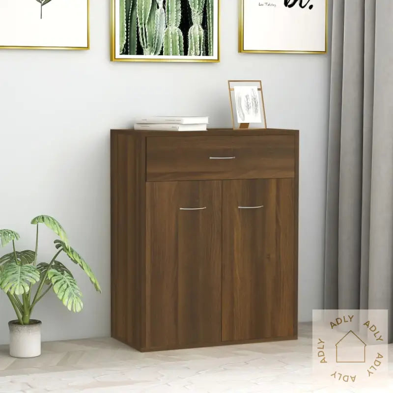 Skjenk Brun Eik 60X30X75 Cm Konstruert Tre