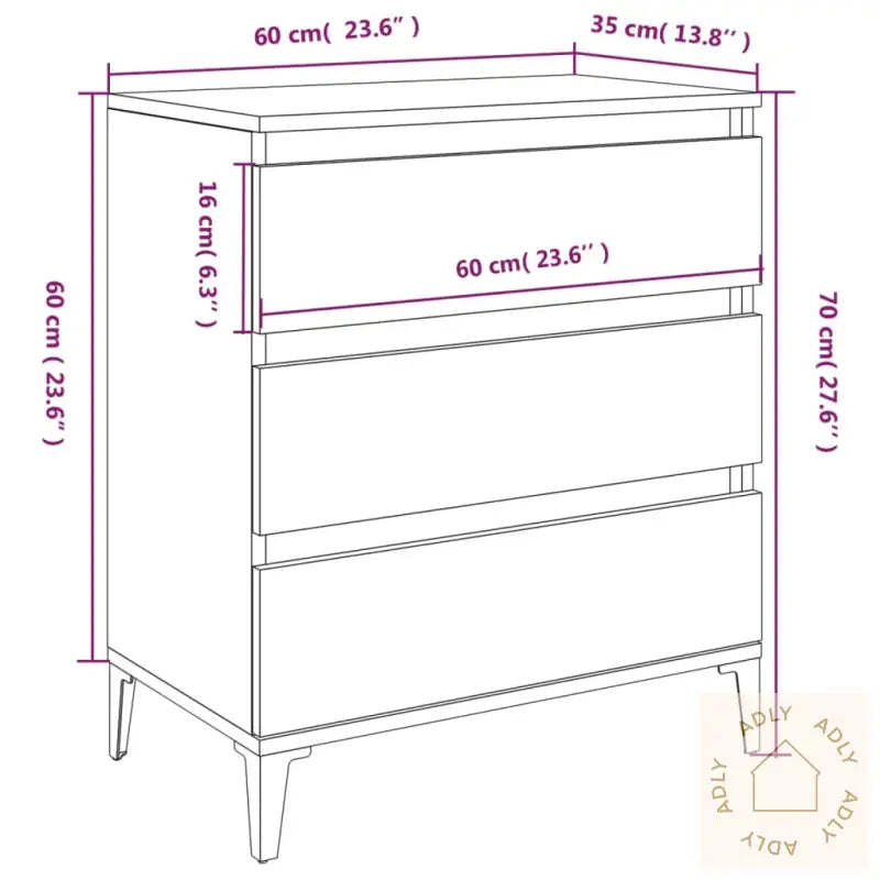 Skjenk Brun Eik 60X35X70 Cm Konstruert Tre
