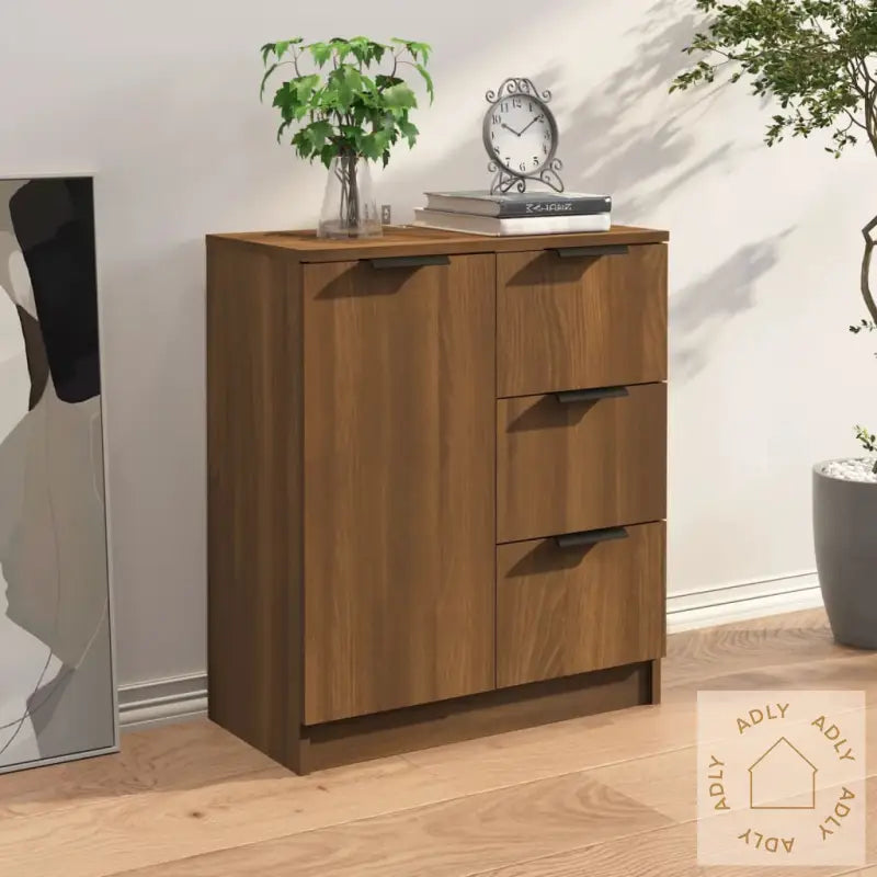 Skjenk Brun Eik 60X30X70 Cm Konstruert Tre