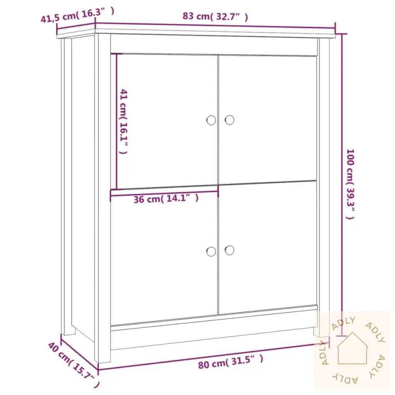 Skjenk Honningbrun 83X41,5X100 Cm Heltre Furu