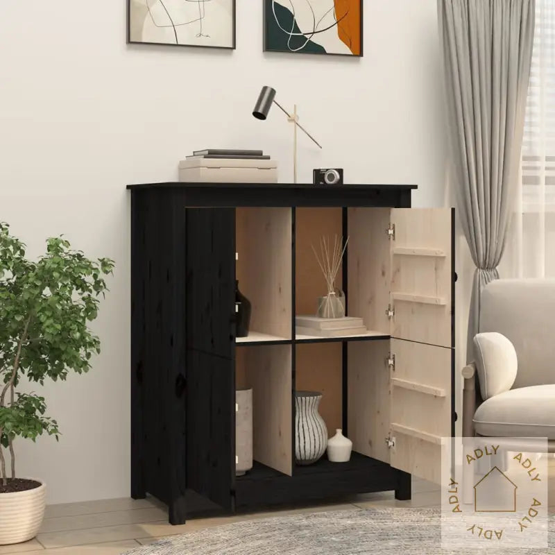 Skjenk Svart 83X41,5X100 Cm Heltre Furu