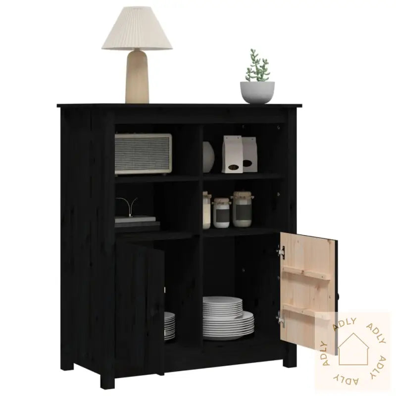 Skjenk Svart 83X41,5X100 Cm Heltre Furu