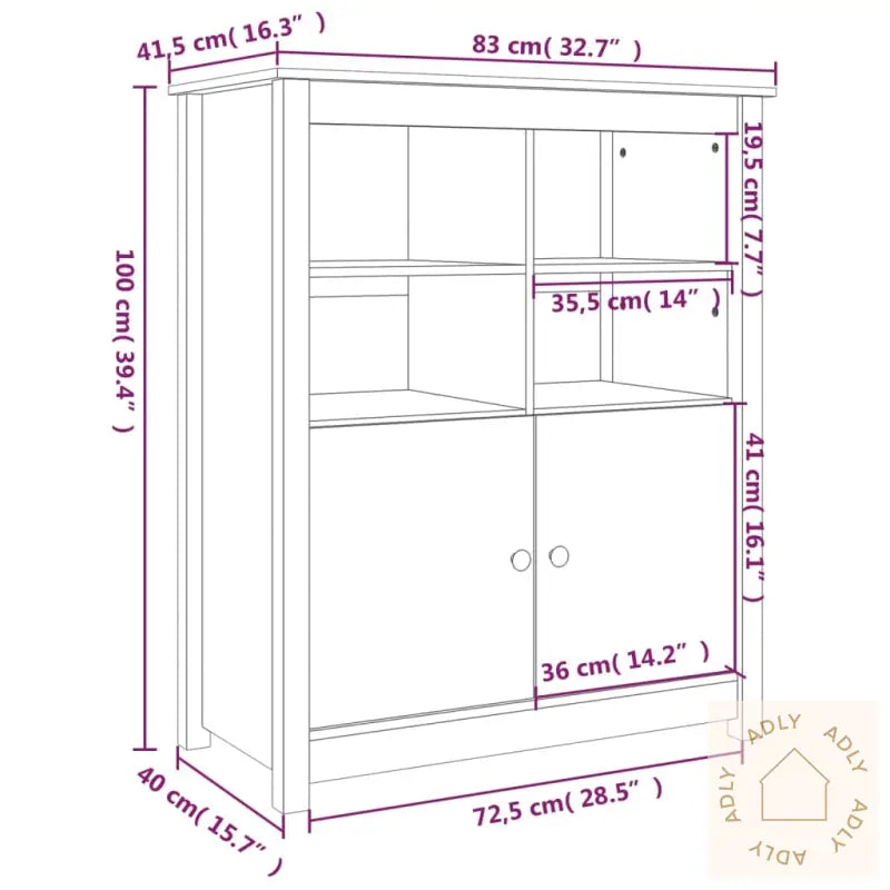 Skjenk Svart 83X41,5X100 Cm Heltre Furu