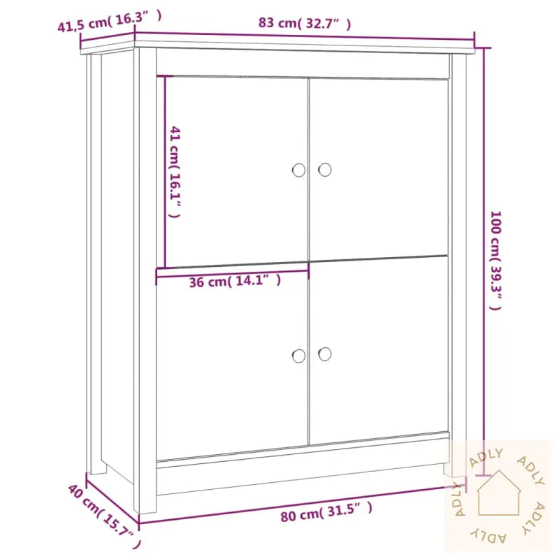 Skjenk Svart 83X41,5X100 Cm Heltre Furu