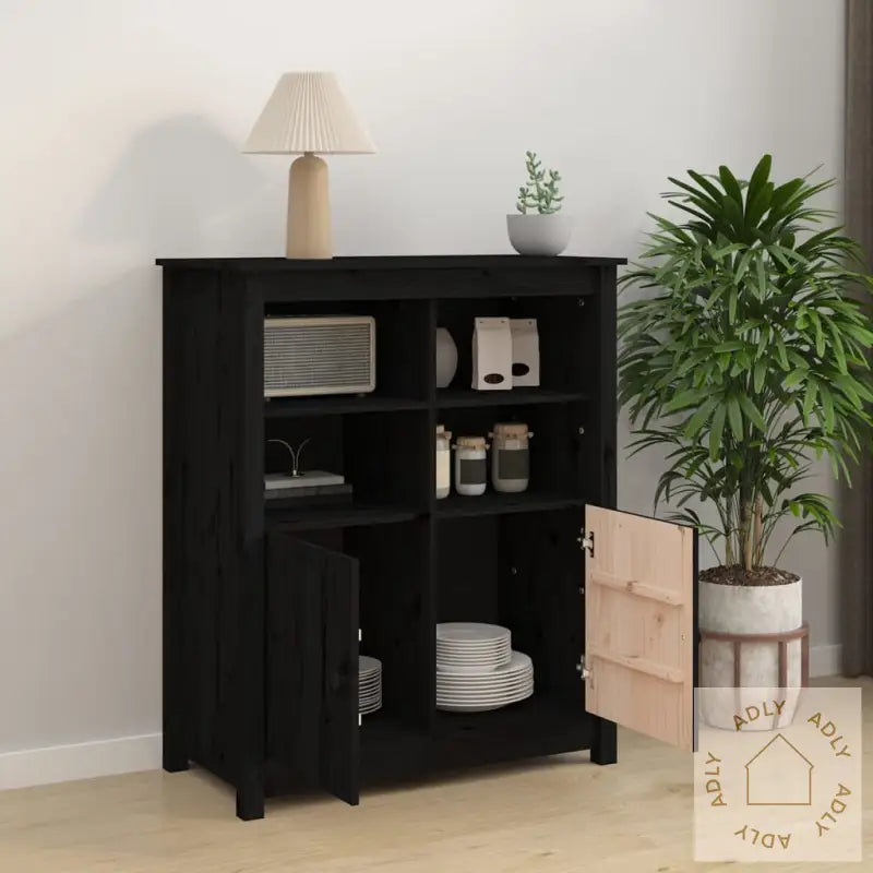 Skjenk Svart 83X41,5X100 Cm Heltre Furu
