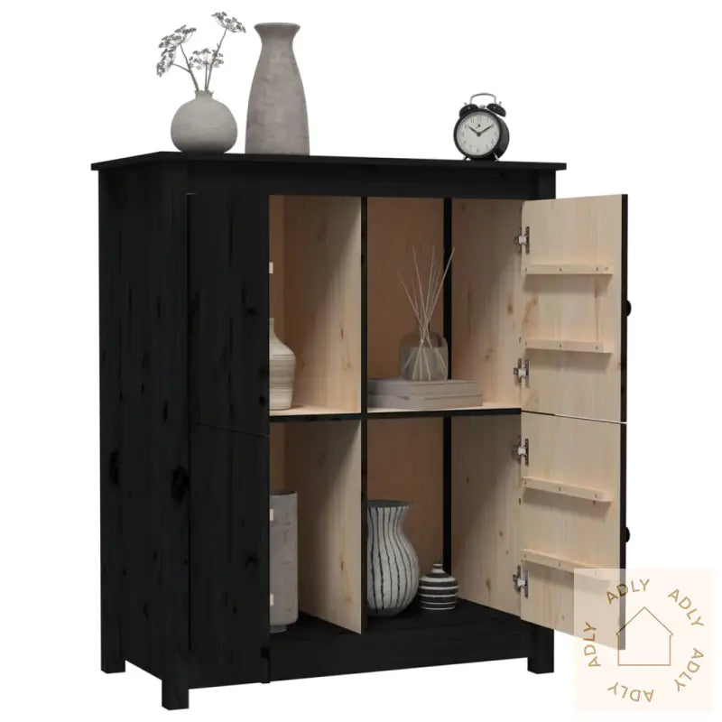 Skjenk Svart 83X41,5X100 Cm Heltre Furu