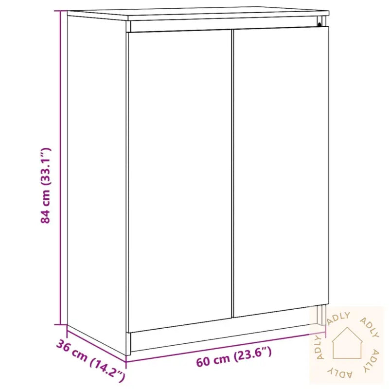Skjenk 60X36X84 Cm Heltre Furu Hvit