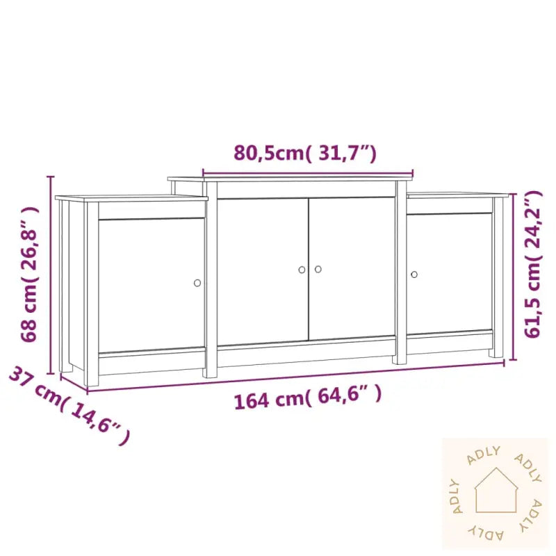 Skjenk 164X37X68 Cm Heltre Furu