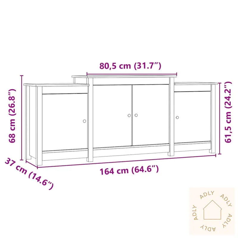 Skjenk Hvit 164X37X68 Cm Heltre Furu
