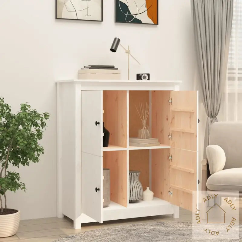 Skjenk Hvit 83X41,5X100 Cm Heltre Furu