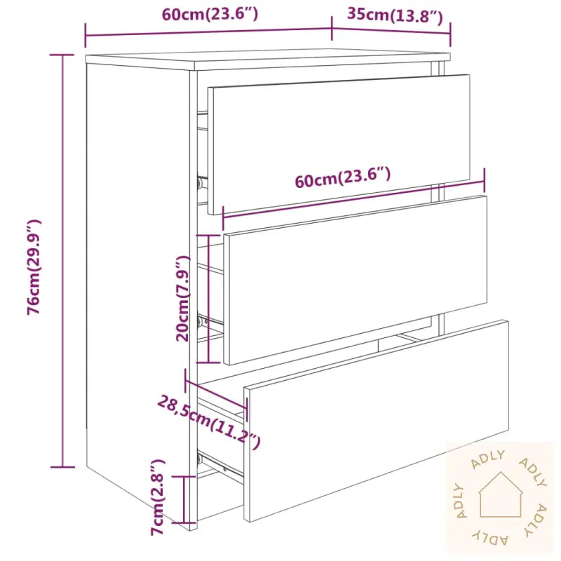 Skjenk Sonoma Eik 60X35X76 Cm Konstruert Tre