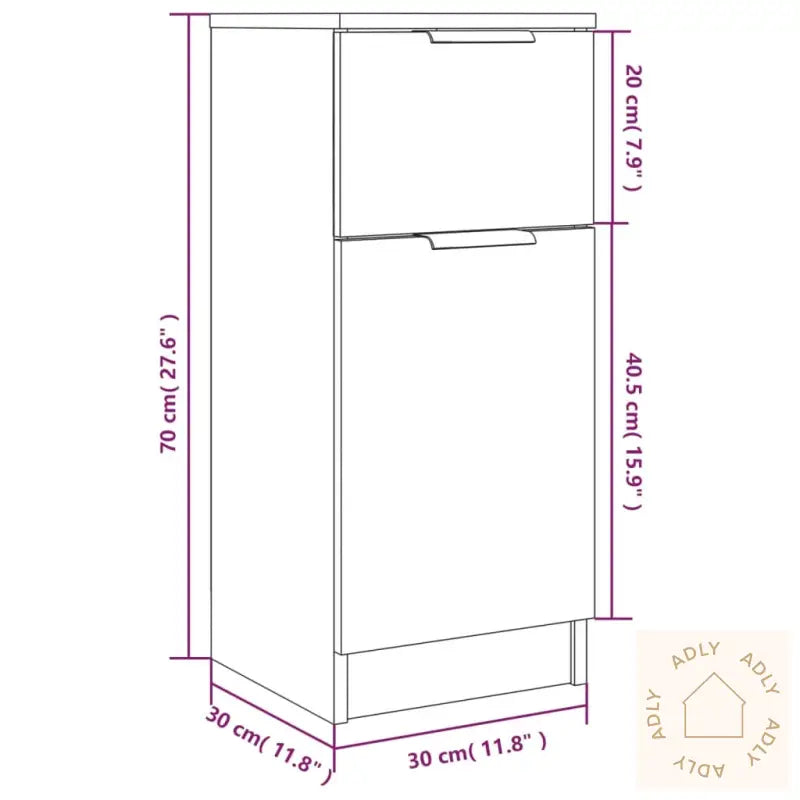 Skjenk Sonoma Eik 30X30X70 Cm Konstruert Tre
