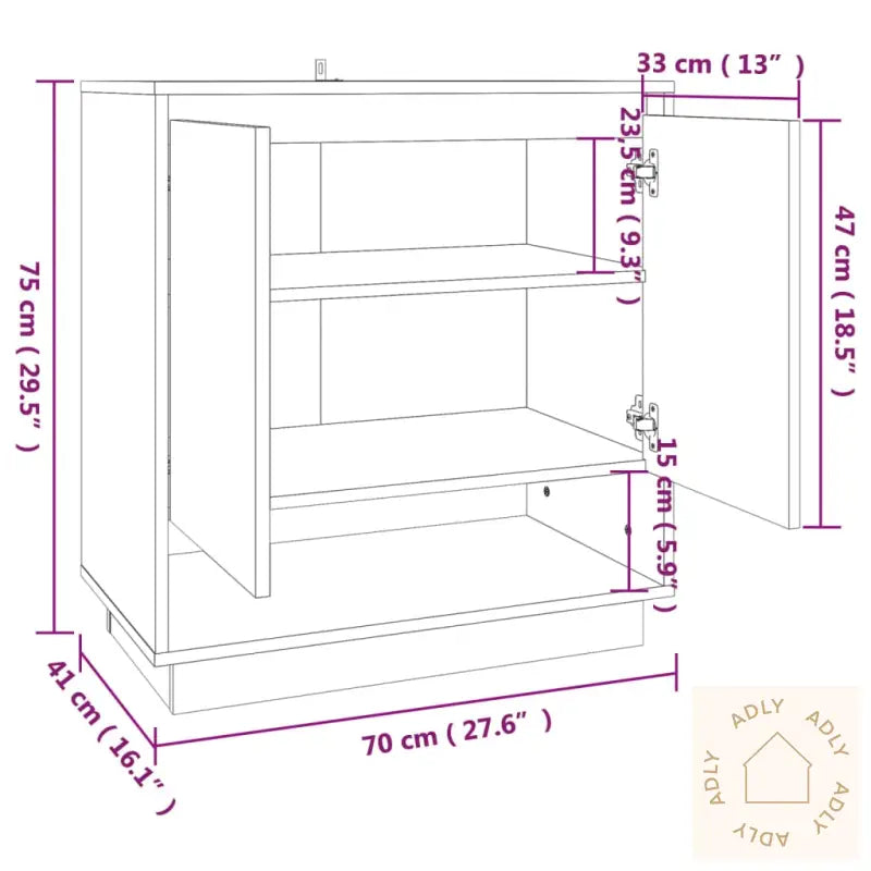 Skjenk Sonoma Eik 70X41X75 Cm Konstruert Tre