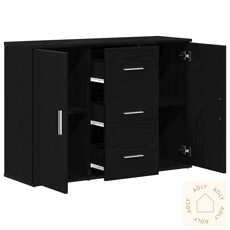 Skjenk Svart Eik 91X29,5X65 Cm Konstruert Tre