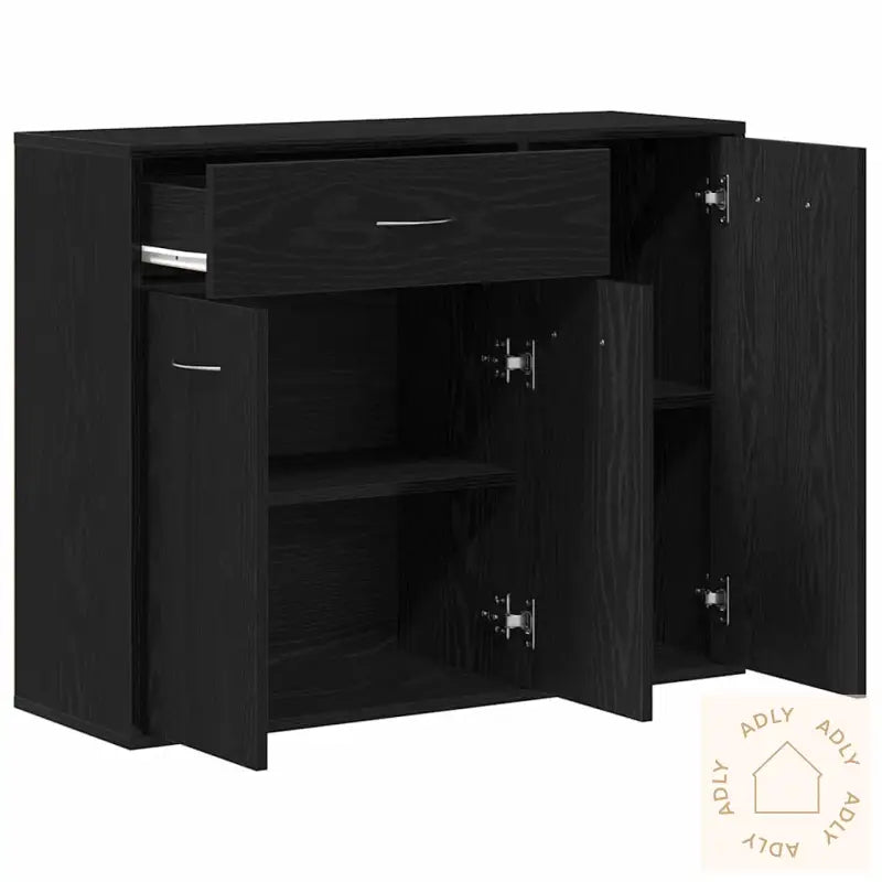 Skjenk Svart Eik 88X30X70 Cm Konstruert Tre